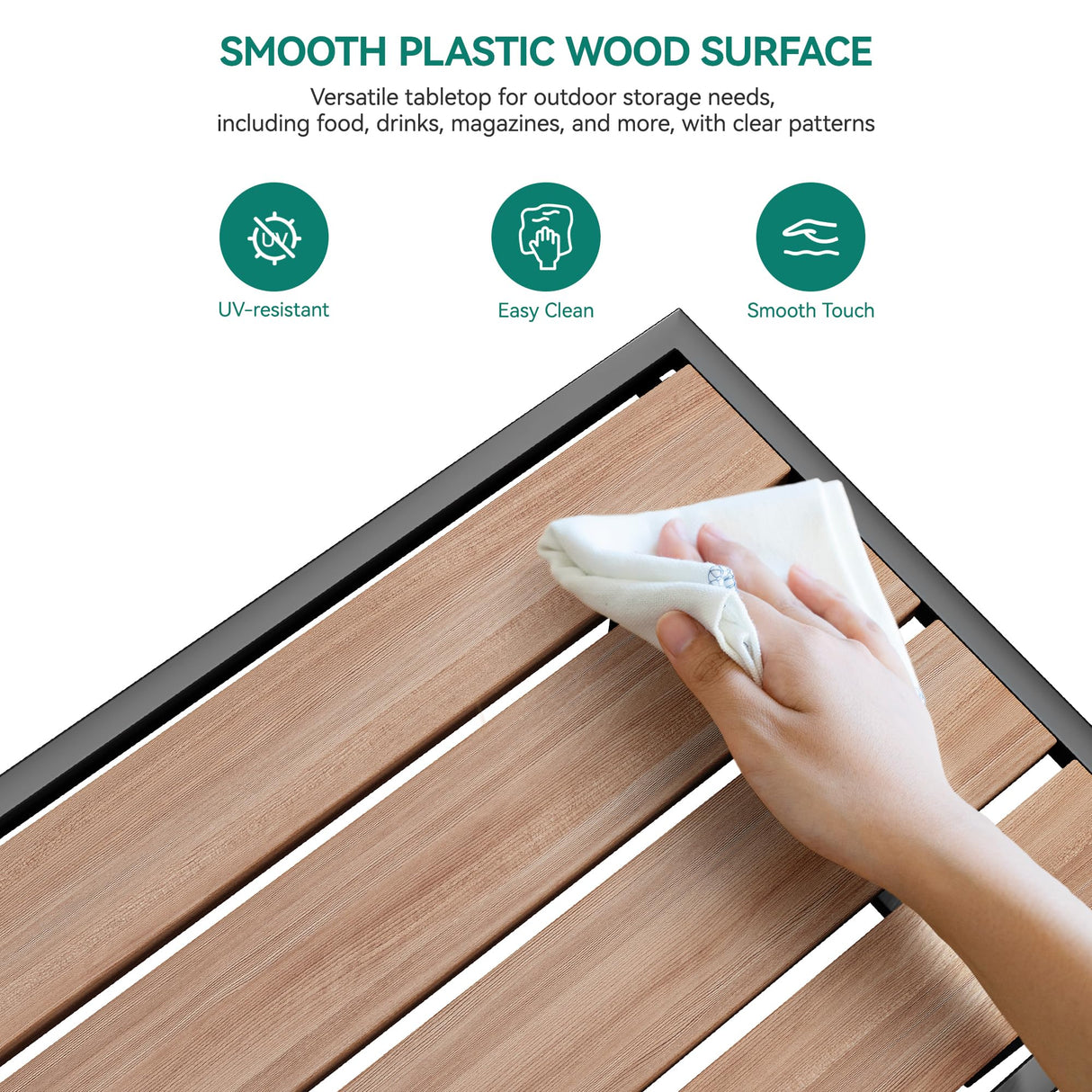 YITAHOME 4-Piece Patio Wicker Furniture Set with Wood Armrest, All Weather Rattan Conversation Furniture Sets for Backyard, Balcony, Deck w/Soft Cushions and Plastic Wood Table (Light Brown+Beige) YITAHOME