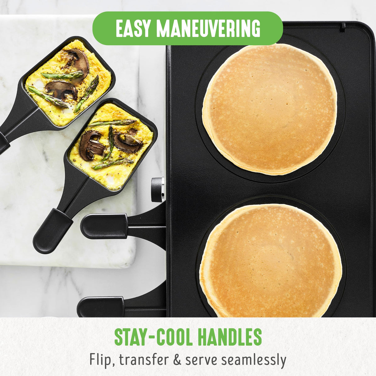 GreenLife Raclette Indoor Tabletop Grill, Healthy Ceramic Nonstick, 2-in-1 Grill and Griddle, 8 Square Nonstick Pans, Adjustable Temperature Control, Easy Indicator Light, PFAS-Free, Turquoise GreenLife