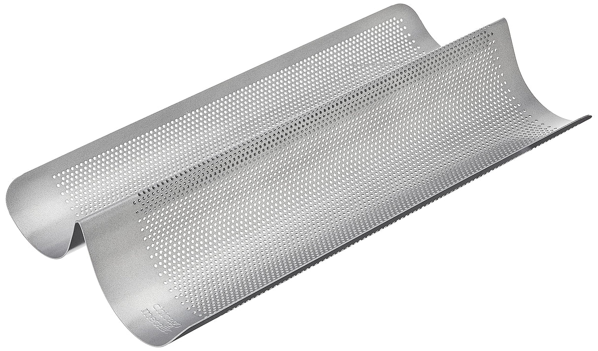 Chicago Metallic Commercial II Non-Stick Perforated French Bread Pan, Perfect for creating a crisp, golden-brown crust, Chicago Metallic