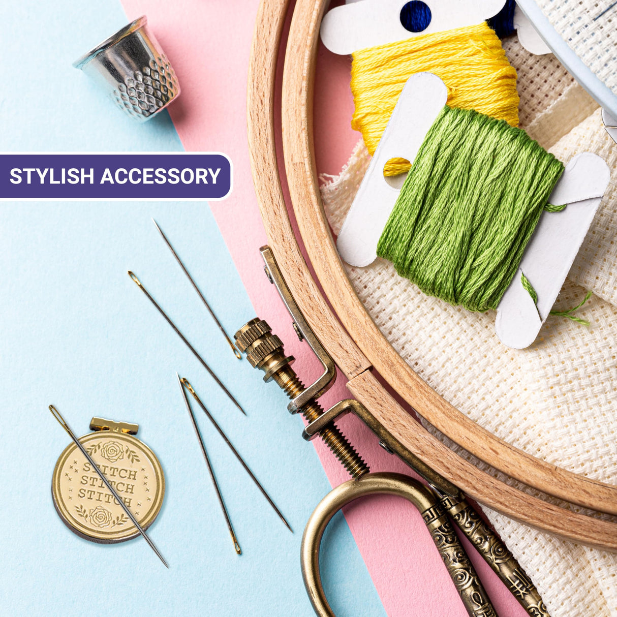 The Quilted Bear Needle Minders - Magnetic Enamel Needle Keeper for Sewing Pins, Sewing Needles, Embroidery Needles, Cross Stitch Needles - Cross Stitch The Quilted Bear