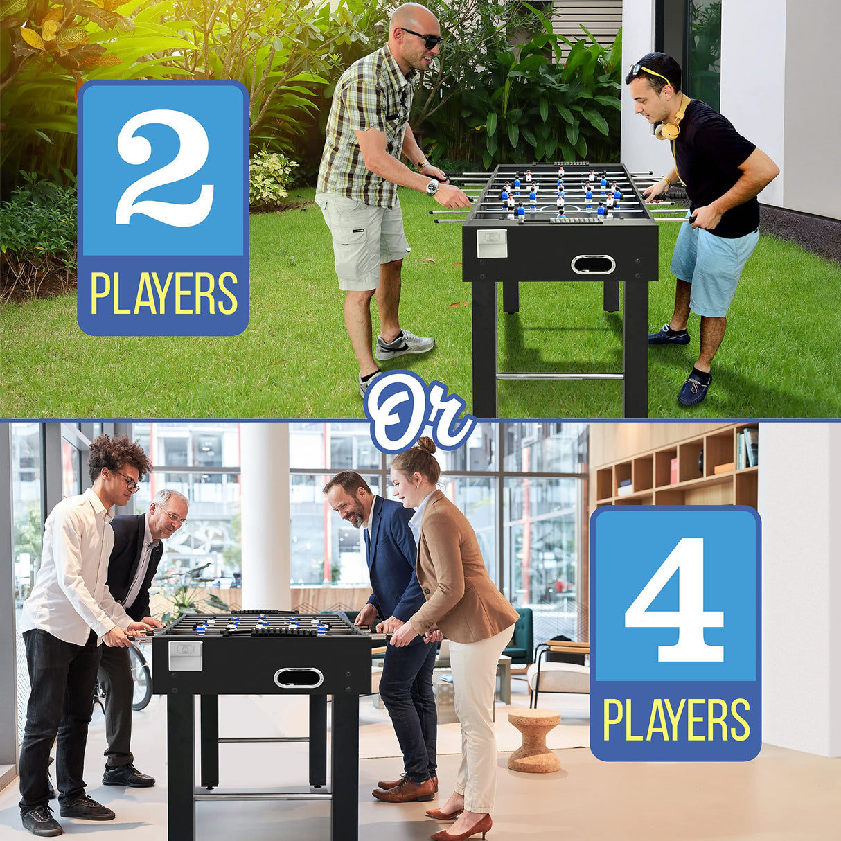 SereneLife 48in Competition Sized Foosball Table, Soccer for Home, Arcade Game Room, 2 Balls, 2 Cup Holders 2x4ft for Man Cave or Basement - Standing or Tabletop, Black SereneLife