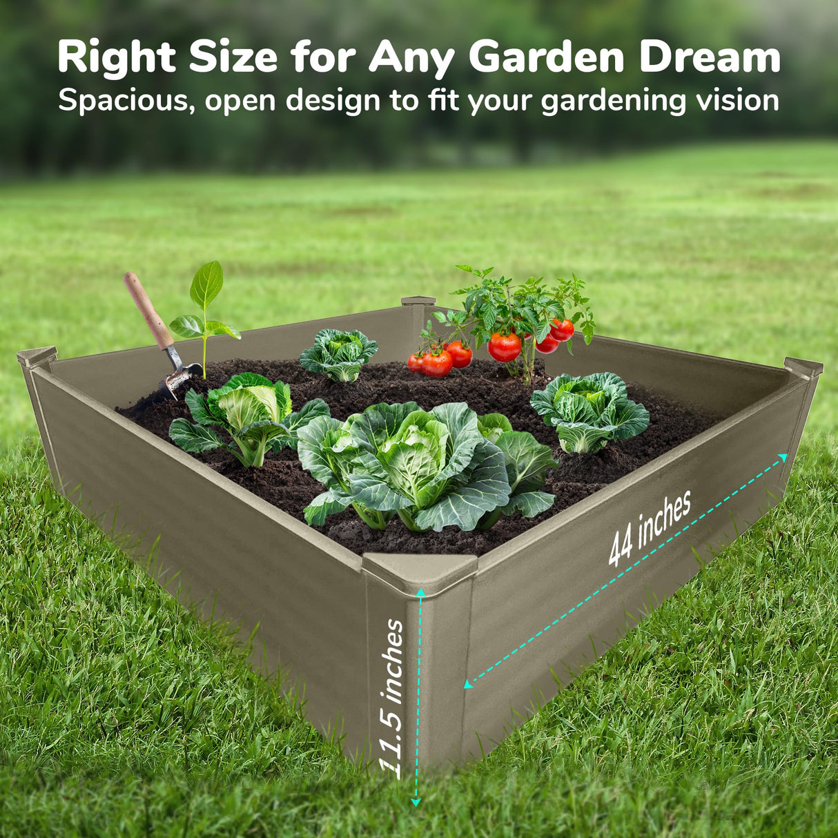 One Sweet Earth Raised Garden Bed - 4x4 ft Planter Box - Weathered Wood HDPE - No Tools Needed - DIY Kit for Urban Gardening, Flowers, Herbs & Vegetables - Made in The USA One Sweet Earth