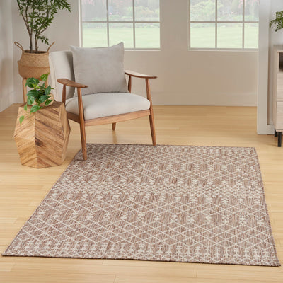Nourison Home Positano Indoor/Outdoor Beige 4' x 6' Area Rug, Easy Cleaning, Non Shedding, Bed Room, Living Room, Dining Room, Deck, Backyard, Patio (4x6)