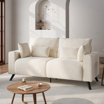 Comkei 70” Loveseat Sofa, Warm White Love Seat Couches for Living Room, 2 Seater Small Couch for Small Spaces, Bedroom, Office Sofas