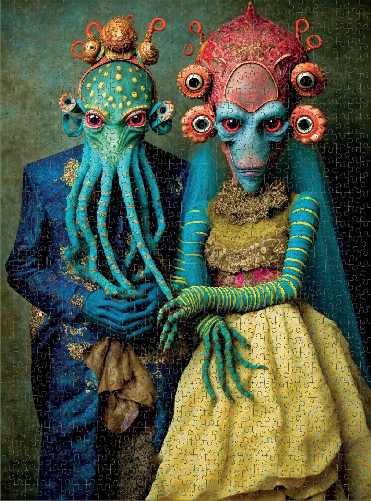 Cross & Glory - Meet The Aliens: Xantara and Nykara - 1000 Piece Jigsaw Puzzle | Unique Alien Couple Artwork | Satin Finish Cross & Glory