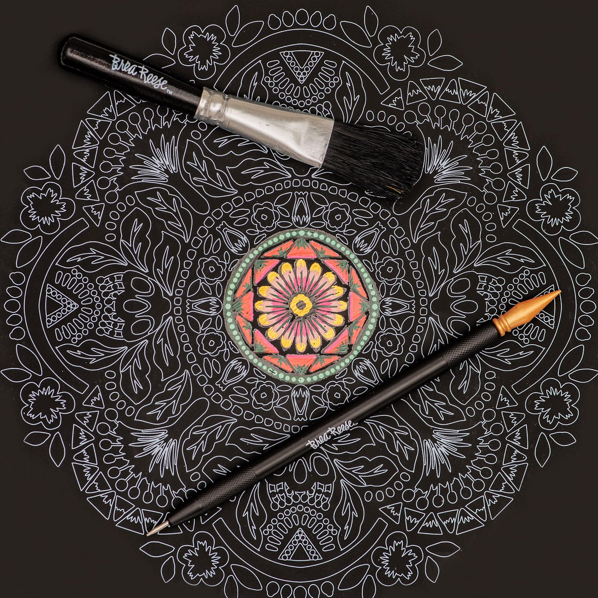 Brea Reese® Scratch Art Paper Pad - Mandala 8x8, 12 Designs, Metallic Guided Art Craft, Easy to Frame Art & Home Decor, Mindful Relaxation Brea Reese