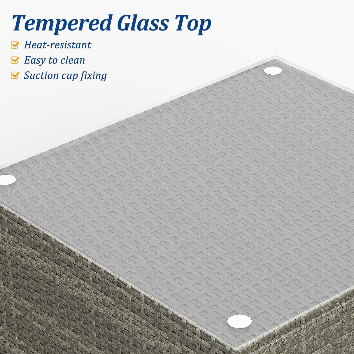 7-Piece Modular Patio Furniture Set, Wicker Outdoor Sectional Sofa with Cushions and Coffee Table, All Weather Patio Conversation Sets for Porch Balcony Backyard, Dark Blue Kiss the Water