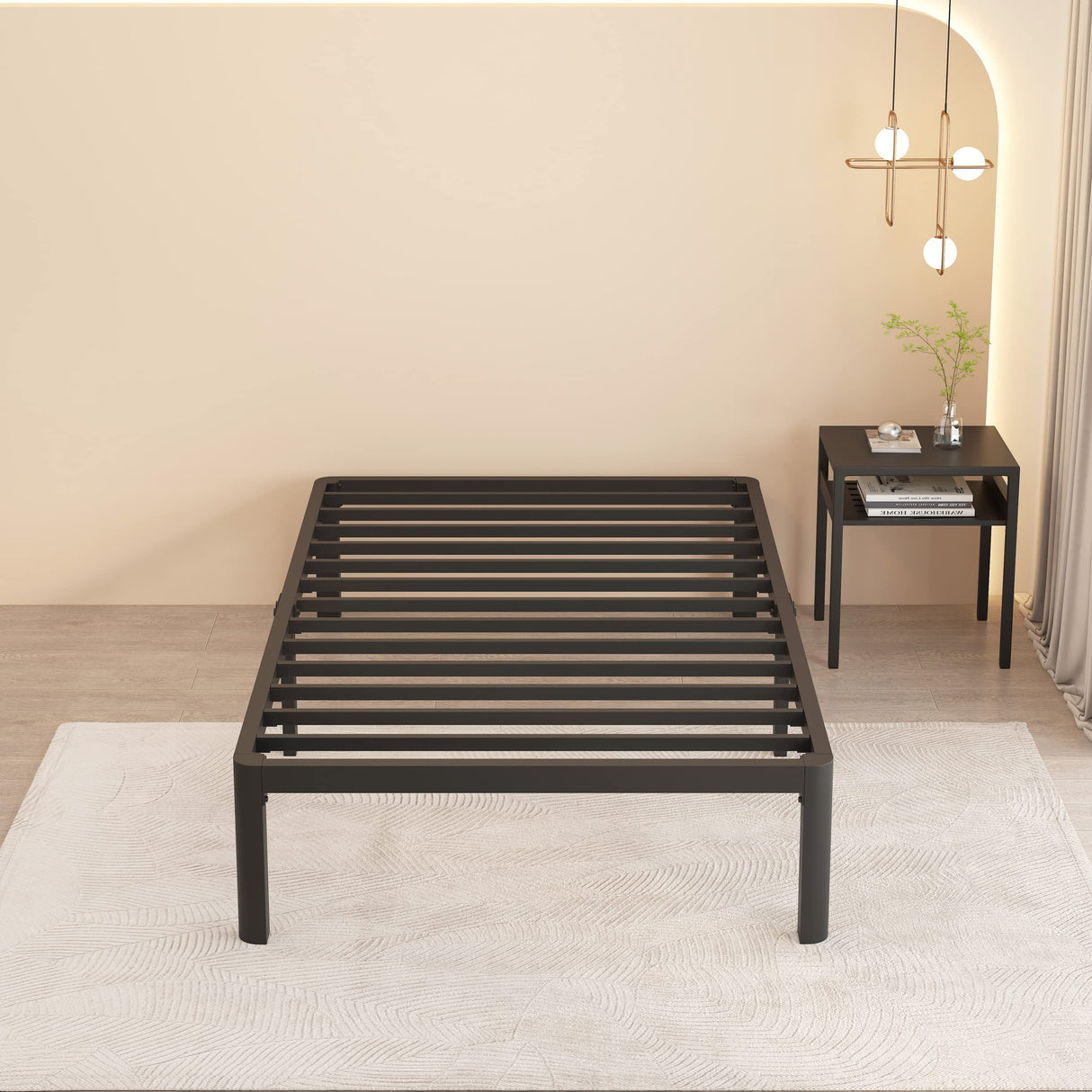 MAF 14 Inch Twin XL Metal Platform Bed Frames with Round Corner Legs, 3000 LBS Heavy Duty Steel Slats Support, Noise Free, No Box Spring Needed, Easy Assembly MAF