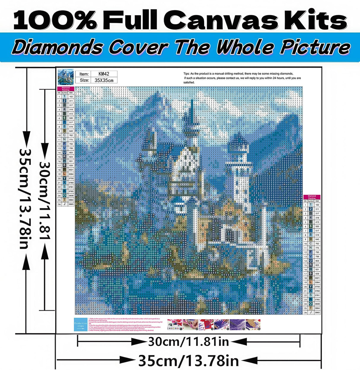 5D Diamond Art Kits for Adults Beginners,Lake Castle Scene DIY Full Round Drill Diamond Painting Kits,Paint by Diamonds Dots Gem Art Easy,Home Wall Decor 14X14 Inch Acelii