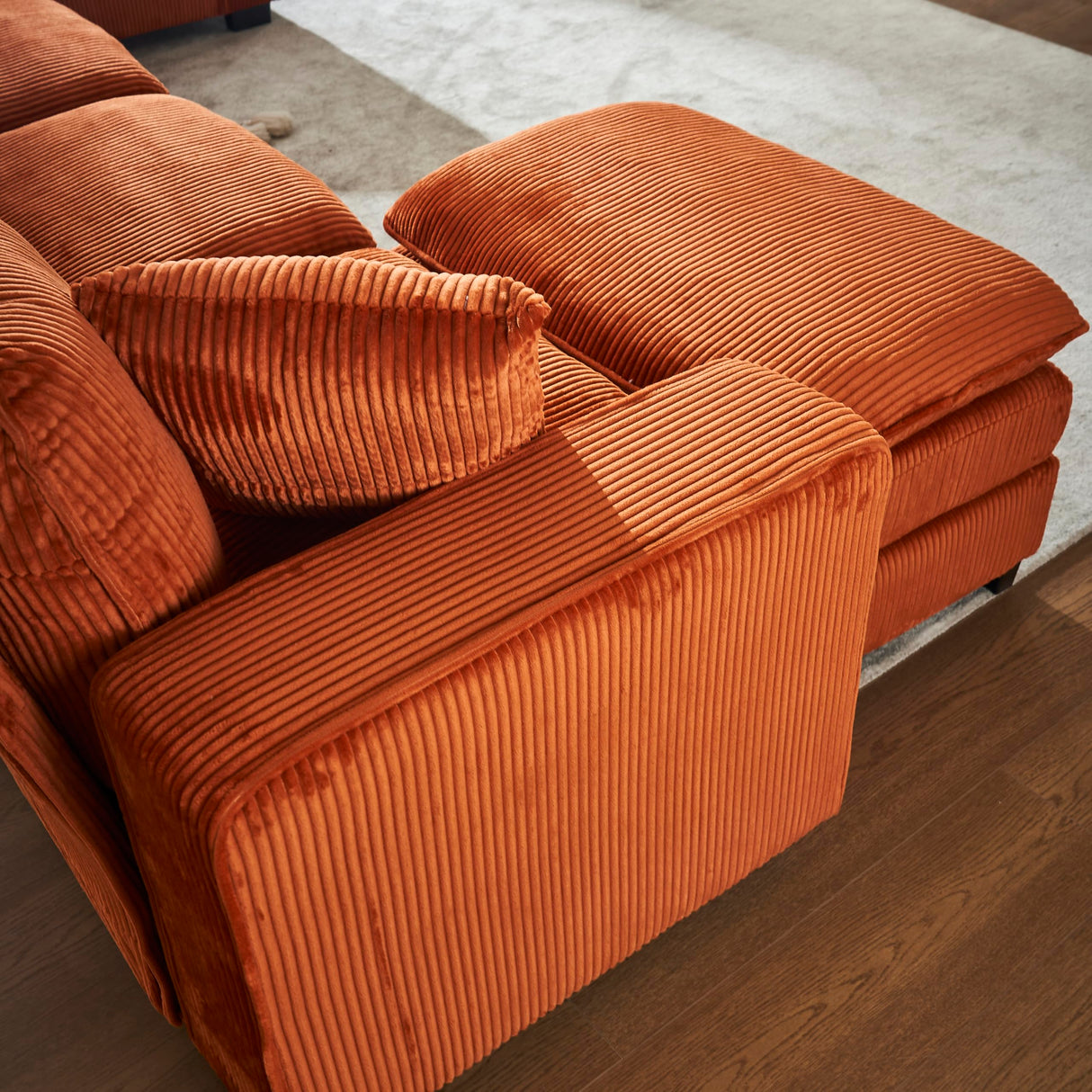 Extra Wide Seat Oversized Convertible Modular Sectional Sofa, Free Combination Reversible Sleeper Couch with Movable Ottoman, 7 Seater Corner Sofa&Couches for Living Room, Office, Spacious Space Eafurn