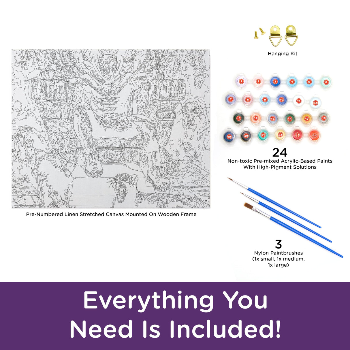 AQUARIUS Black Panther Art by Numbers - 16 x 20 inches Black Panther Themed Paint by Number for Adults & Kids - DIY Color by Number Paint Kit for Beginner - Officially Licensed AQUARIUS