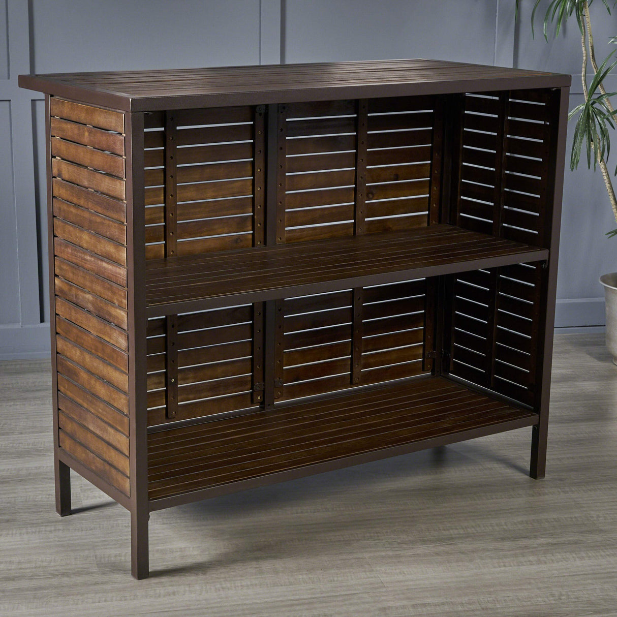 Christopher Knight Home Leni Indoor Acacia Bar Set with Rustic Metal Finish Accents, Dark Brown / Rustic Metal Christopher Knight Home