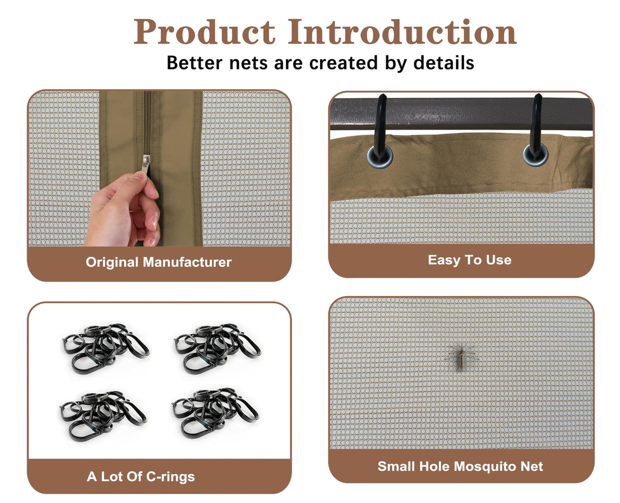 SCOCANOPY Beige 10' x 12' Gazebo Privacy Curtain Set for Lowe's Allen Roth 10X12 Gazebo Model #GF-12S004B-1 / GF-12S004BTO/ TPGAZ17-002 - WoodArtSupply