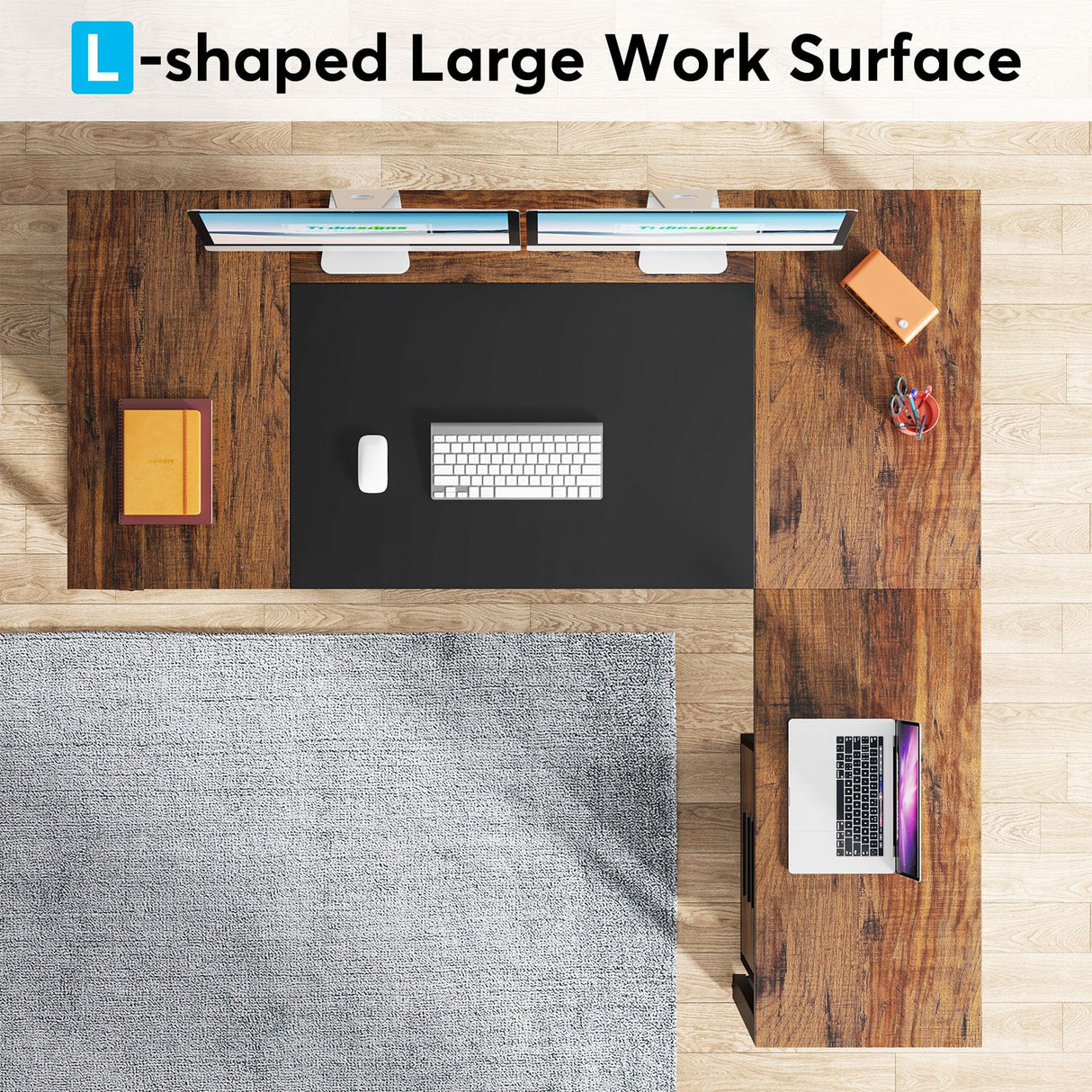 Tribesigns 63" L-Shaped Computer Desk with Mobile File Cabinet, Large Executive Office Desk with 3-Drawer Vertical Filing Cabinet, Business Furniture Sets for Home Office Tribesigns