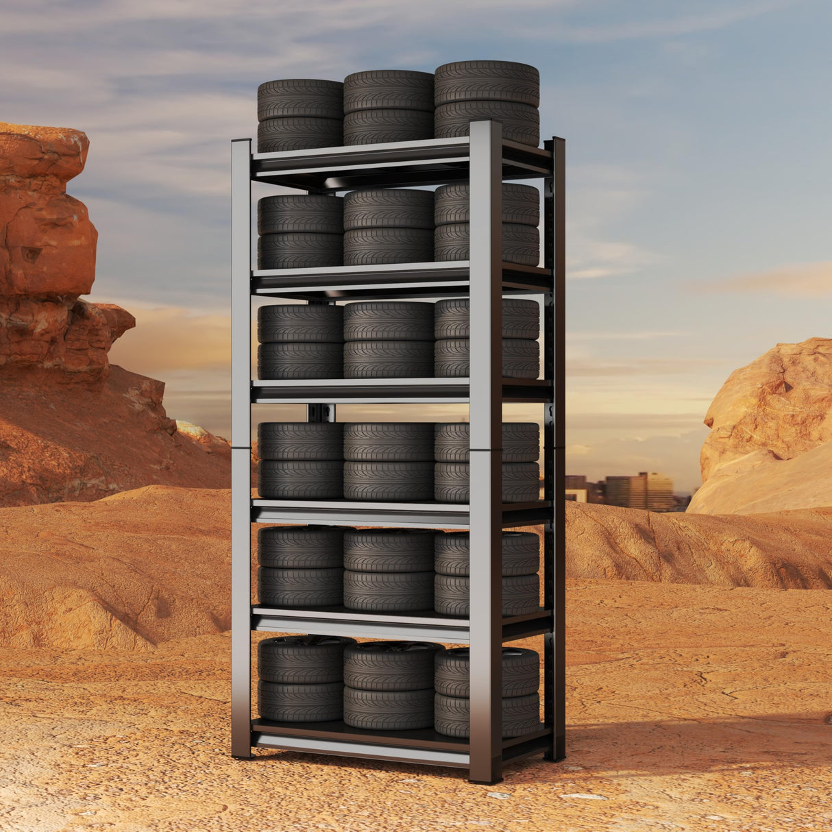 PRESTELION 78" H Storage Shelves Metal Shelving Unit and Storage 6 Tier Utility Rack Shelf Organizer Adjustable Shelves for Garage, Basement, Pantry,Commercial, Warehouse, Industrial, Black PRESTELION