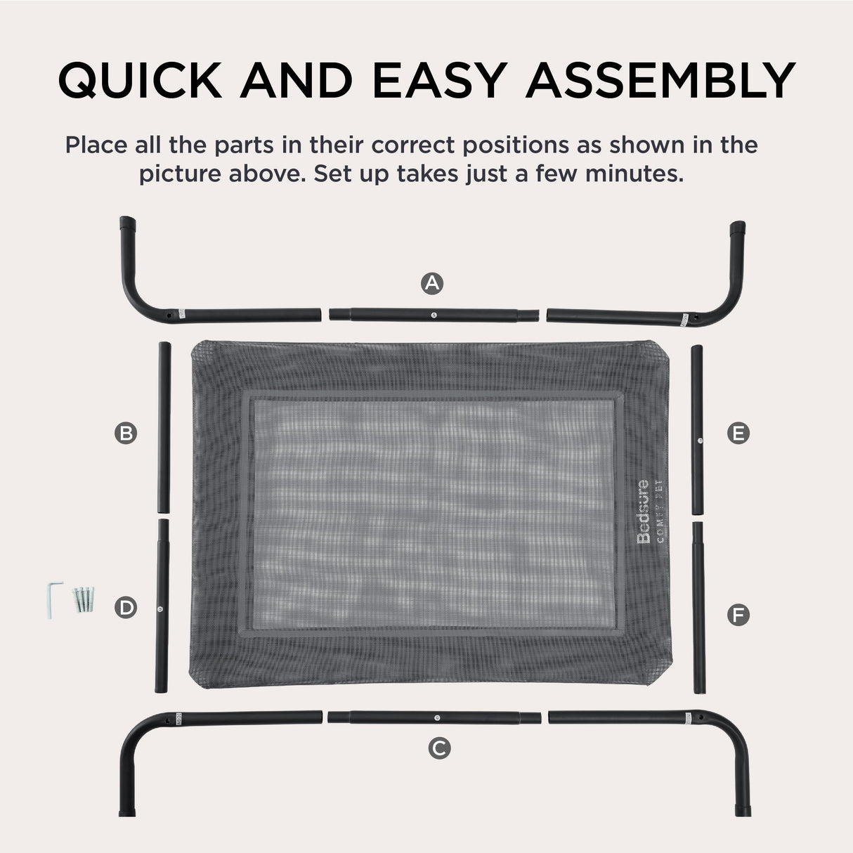 Bedsure Outdoor Elevated Dog Bed Large Sized Dog, Portable Indoor & Outdoor Cooling Raised Cot Pet Hammock Bed with Skid-Resistant Feet, Frame with Breathable Mesh, Grey, 49 inches Bedsure