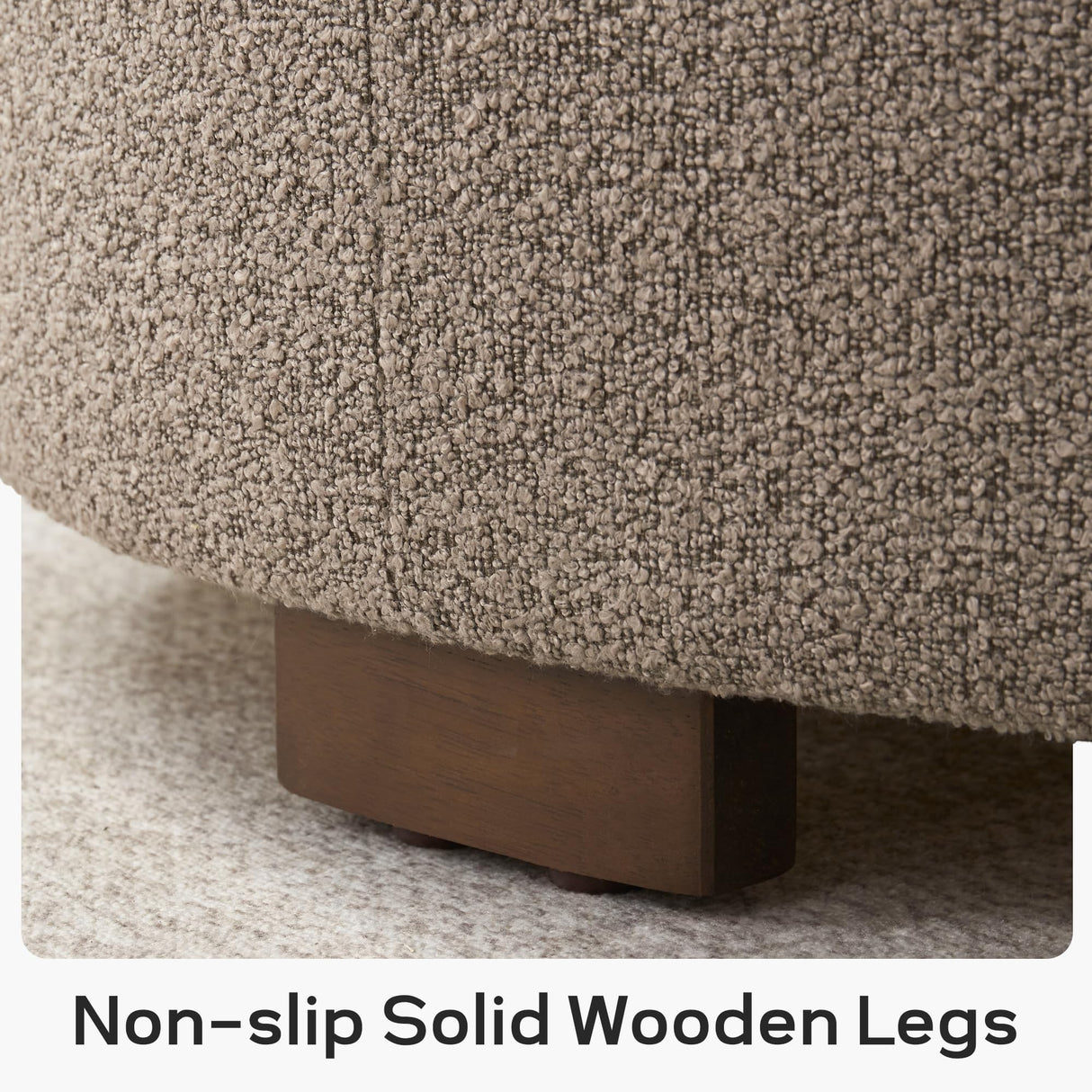 Zihanhome 30 Inch Round Storage Ottoman Coffee Table, Modern Boucle Ottoman with Lift-Off Lid and Solid Wood Legs for Living Room, Bedroom, Corners, Apartments (Brown) Zihanhome