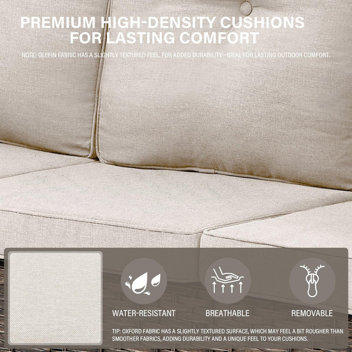 Belord 6-Seater Outdoor Sectional Sofa L Shaped Couch Patio Conversation Furniture Set, PE Wicker Patio Sectional Sofa with Removable Beige Cushion for Deck Sunroom Backyard Belord