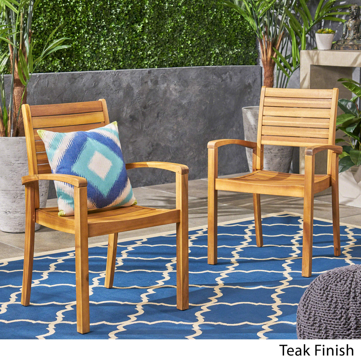 Christopher Knight Home Watts Outdoor Acacia Wood Dining Chairs, Teak Finish (Set of 2) Christopher Knight Home