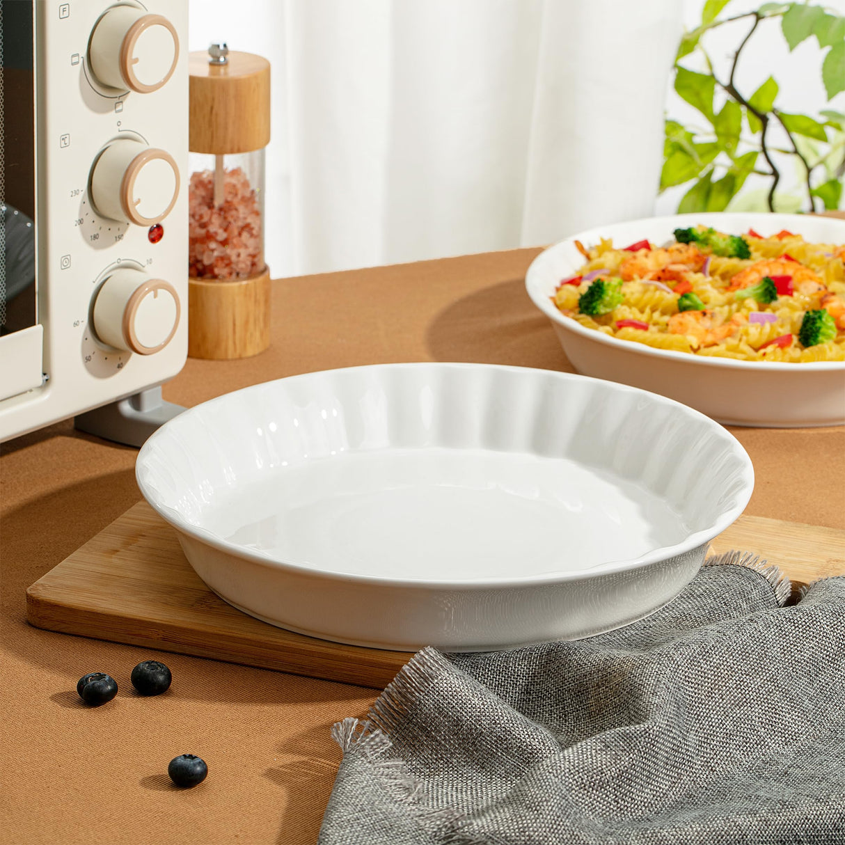 BTAT- Ceramic Pie Dish, 2 pcs, 10.5" and 9.5", White Pie Pans for Baking, Deep Dish Pie Plate, Deep Dish Pie Pan, Deep Pie Dish for Baking, Pie Plates for Baking, Deep Pie Dish, Pie Baking Dish Brew To A Tea