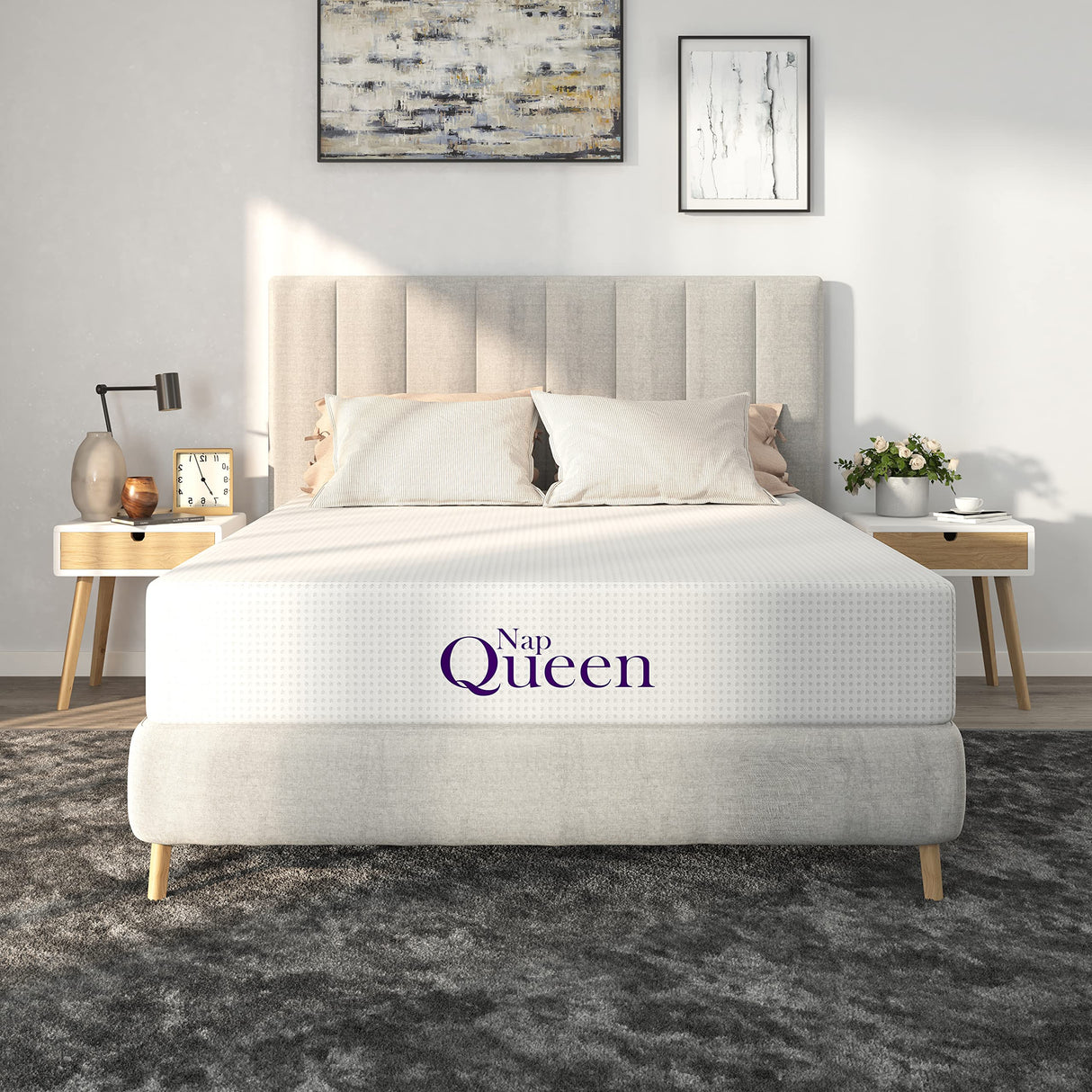 NapQueen 12 Inch Queen Size Mattress, Bamboo Charcoal Memory Foam Mattress, Bed in a Box,White NapQueen