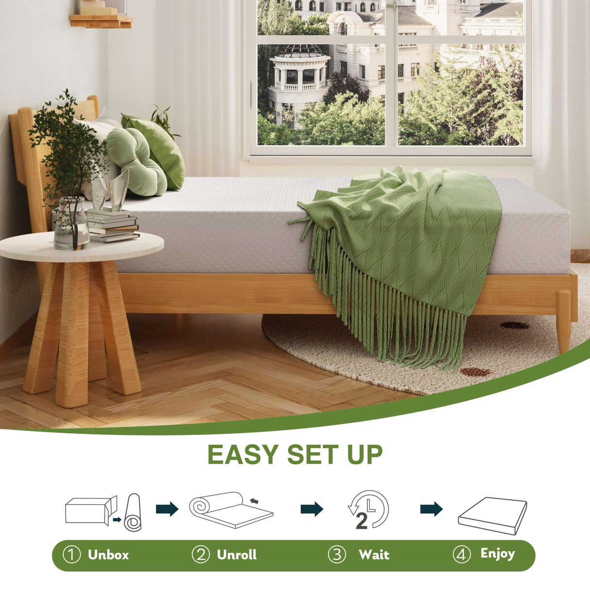 EGOHOME 5 Inch Full Size Mattress for Kids, Memory Foam Mattress with Cooling Green Tea Gel, Relieve Pressure with Medium Firm Support, CertiPUR-US Certified, 75''L x 54''W, White EGOHOME