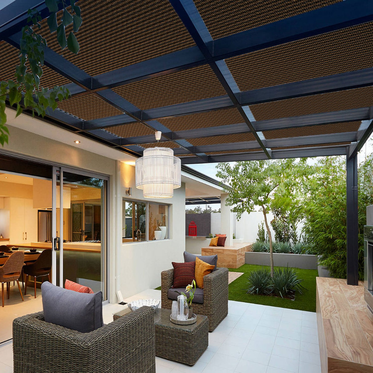 E&K Sunrise 6' x 15' Sun Shade Fabric Roll Outdoor Sun Shade Cover for Pergola Backyard Garden Patio Deck Greenhouse (Brown) E&K