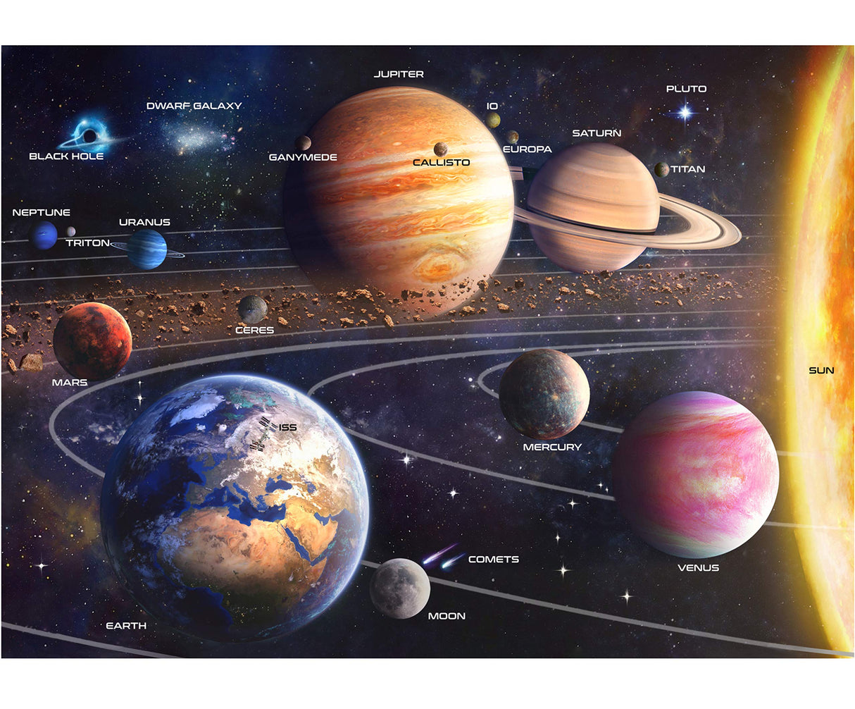 A2PLAY Solar System Space Puzzle for Adults, 1000 Piece Jigsaw Puzzle & Bonus Space Fact Poster, Premium Materials, 27.5 x 19.7 in A2PLAY
