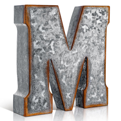 Yaocom 12" Metal M Letter Wall Decor Large Galvanized Letter 3D Signs Shelf Decoration Hanging or Freestanding Vintage Industrial Decor for Home Office Bookshelf Farmhouse Kitchen Apartment