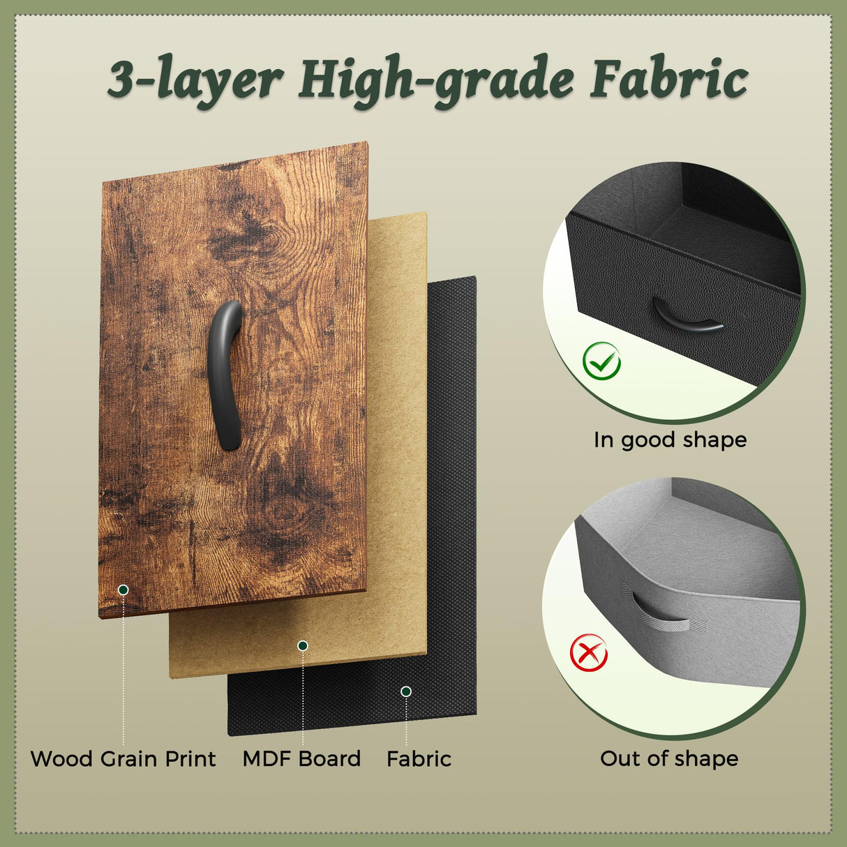 Huuger 9 Drawer Dresser, 47 Inch Dresser TV Stand for 50, 55 Inch TV, Entertainment Center with Drawers, Fabric Dresser Chest of Drawer for Bedroom, Closet, Rustic Brown Huuger