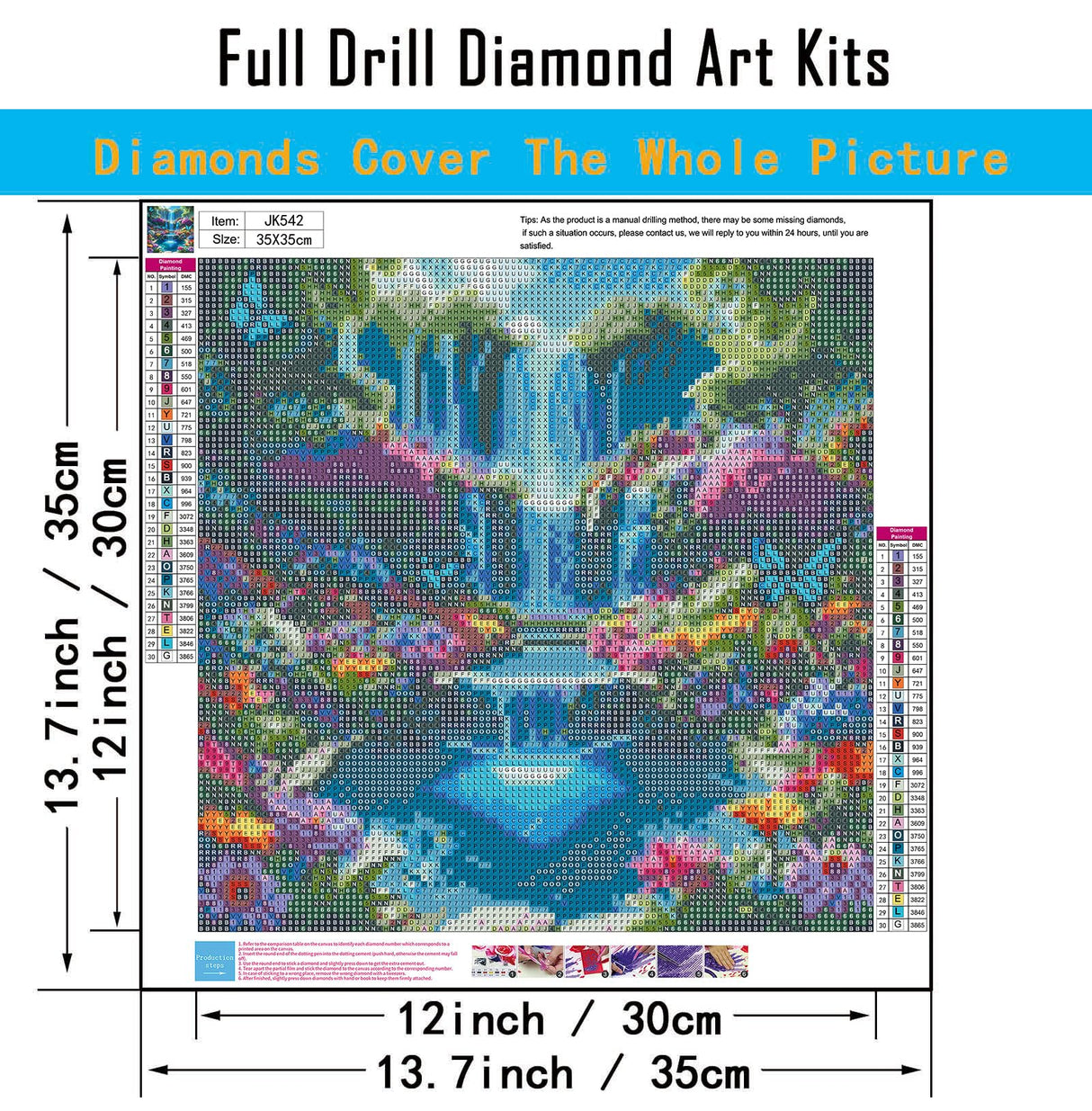 Landscape Scenery Diamond Art Kits for Adults Beginners, 5D DIY Full Round Drill Diamond Painting Kits Waterfall, Paint by Diamonds Dot Gem Art Crystal Flower Easy,Home Wall Decor 13.7X13.7Inch CHWGLFGG
