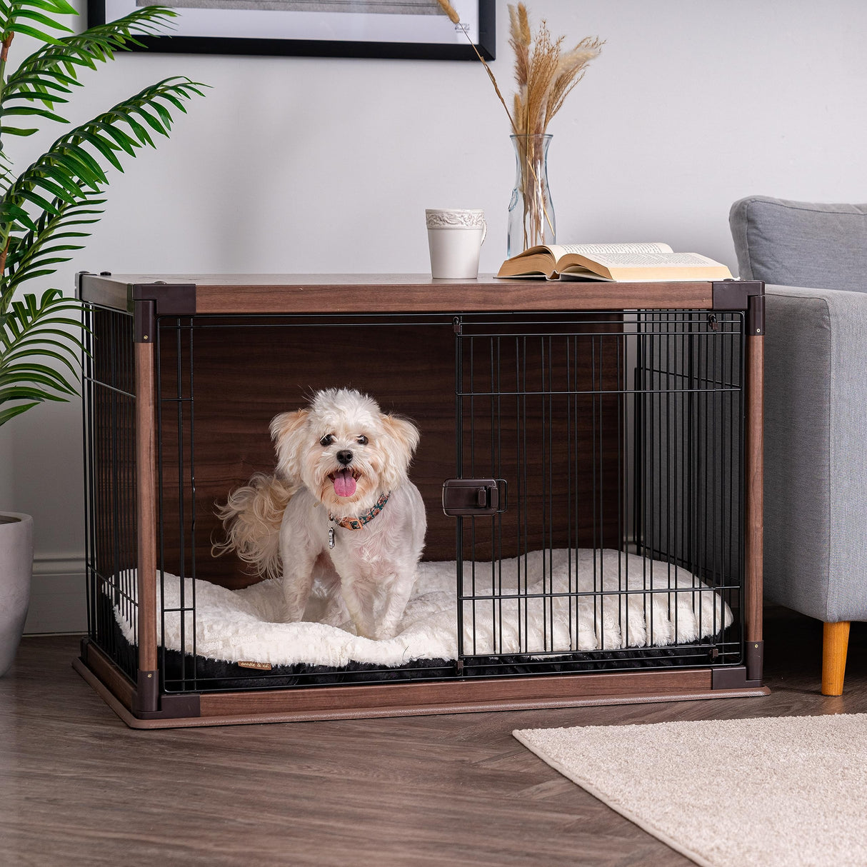 IRIS USA Furniture-Style Wooden Enclosed Pet Crate for Small Medium Dog, Dark Brown IRIS USA, Inc.