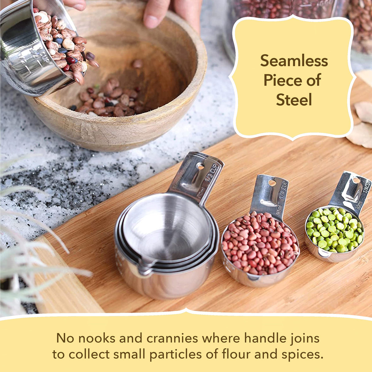 Simply Gourmet Measuring Cups and Spoons Set of 12, 304 Premium Stainless Steel, Stackable Cups Long Handle Spoons Fits Narrow Jars, Kitchen Gadgets for Liquid & Dry Ingredients Cooking Baking Simply Gourmet