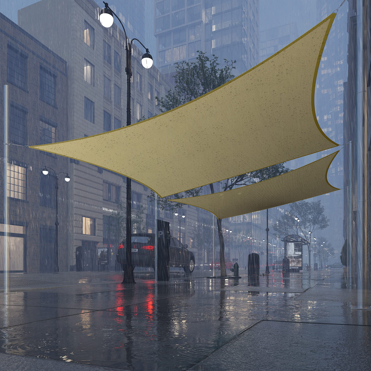 Royal Shade 14' x 14' Beige Square Waterproof Sun Shade Sail Canopy Awning, UPF50+ 98% UV Blockage & Water Resistant rsTADS14, Outdoor Backyard Patio Garden Carport (We Make Custom Size) Royal Shade