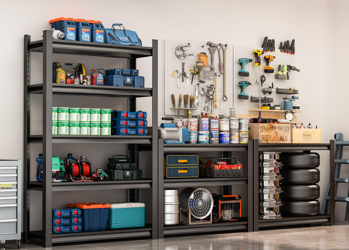PRESTELION 72" H Metal Garage Shelving Unit 3500LBS Metal Storage Shelves 5 Tier Adjustable Shelving Unit Garage Shelves for Kitchen Warehouse Pantry Basement, 72" H x 36" W x 16" D, Black PRESTELION