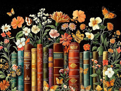 mrpwnle Book Diamond Art Kits for Adults, Vintage Book Flowers Diamond Painting for Adult, 5D Diamonds Painting, DIY Round Full Drill Gem Art Crafts Kit Home Wall Decor Gifts 16x12 inch