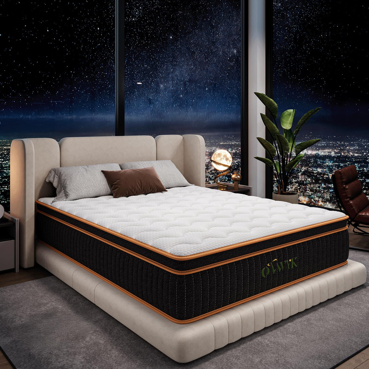 Ovwyk King Mattress 10 Inch, Hybrid Mattress Queen Size Bed in a Box, Memory Foam and Individual Pocket Springs, Edge Support, Motion Isolation & Pressure Relief, Medium Firm, 365-Night Trial Ovwyk