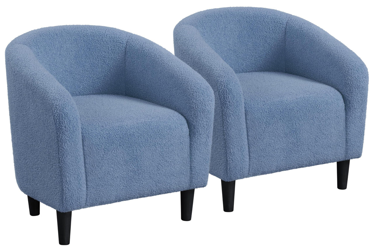 Yaheetech Barrel Chairs, Furry Accent Chairs, Sherpa Chairs with Soft Padded Armrest, Fuzzy Club Chairs for Living Room Bedroom Waiting Room Office, Accent Chairs Set of 2, Blue Yaheetech