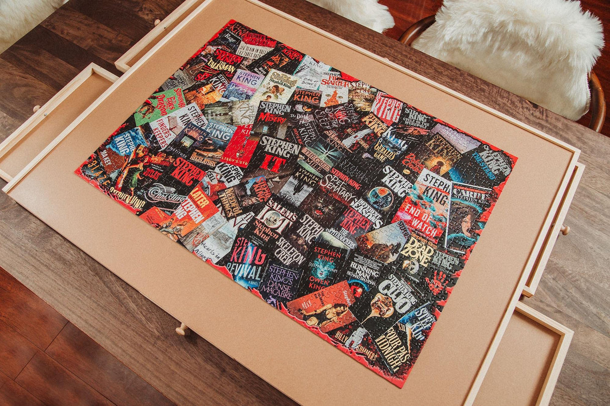 King of Horror Collage Puzzle for Adults Inspired by Stephen King | Difficult 1000 Piece Jigsaw Puzzle Toy | Interactive Brain Teaser for Game Night | 28 x 20 Inches Toynk