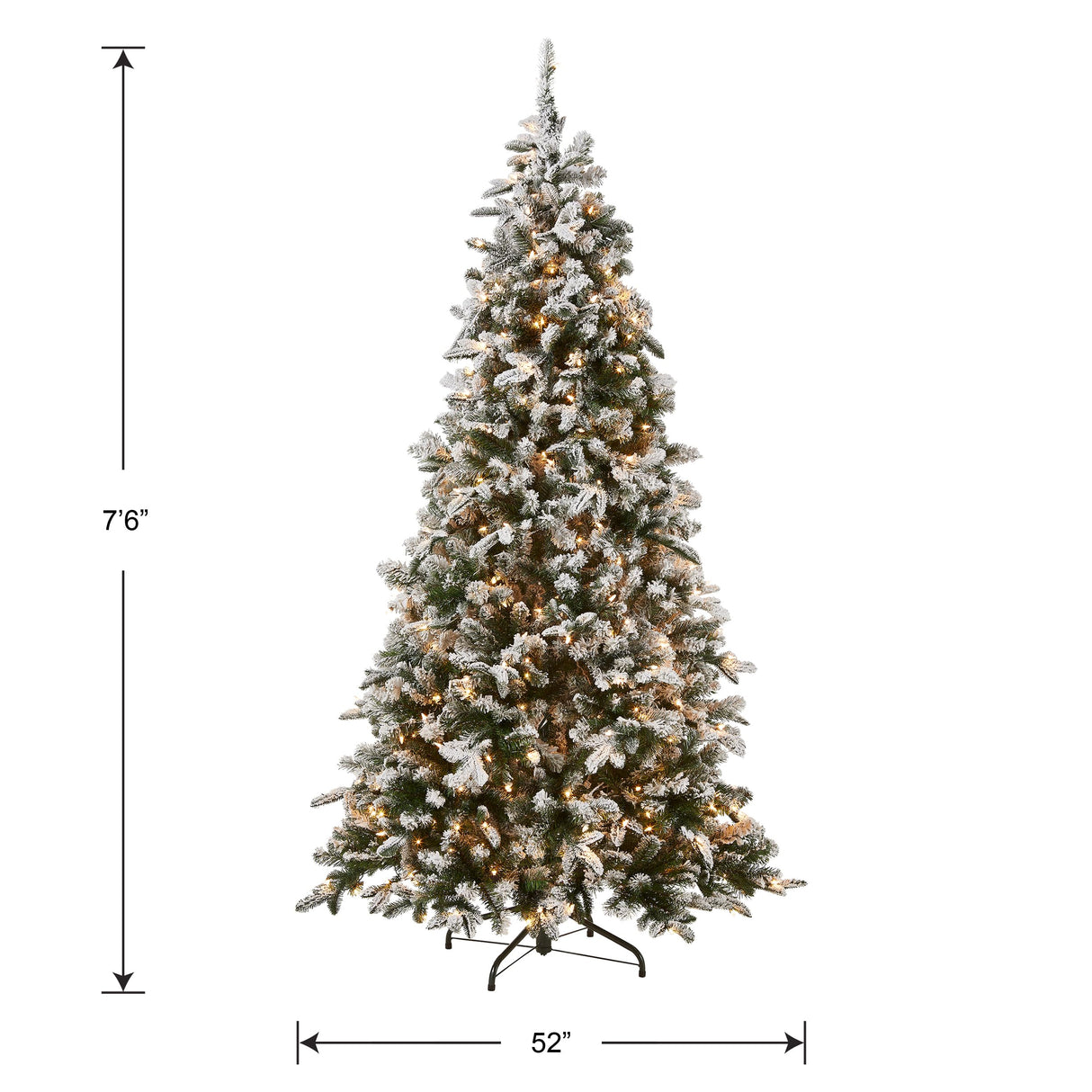 National Tree 7.5 Foot "Feel Real" Snowy Everest Fir Medium Tree with 450 Clear Lights, Hinged (PEV3-311-75) National Tree Company