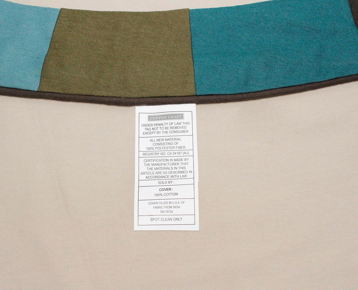 COTTON CRAFT Papasan - Polly Peacock - Blue - Overstuffed Chair Cushion, Sink into Our Thick Comfortable and Oversized Papasan, Pure Cotton Duck Fabric, Fits Standard 45 inch Round Chair COTTON CRAFT