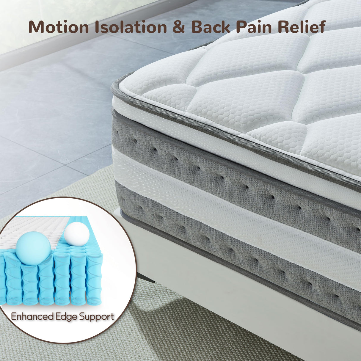 Naruchu Queen Mattress, 14 Inch Hybrid Mattresses in a Box, Individually Wrapped Pocket Coils for Isolate Motion, Gel Memory Foam, Medium Firm Support, Pressure Relief, CertiPUR-US Naruchu