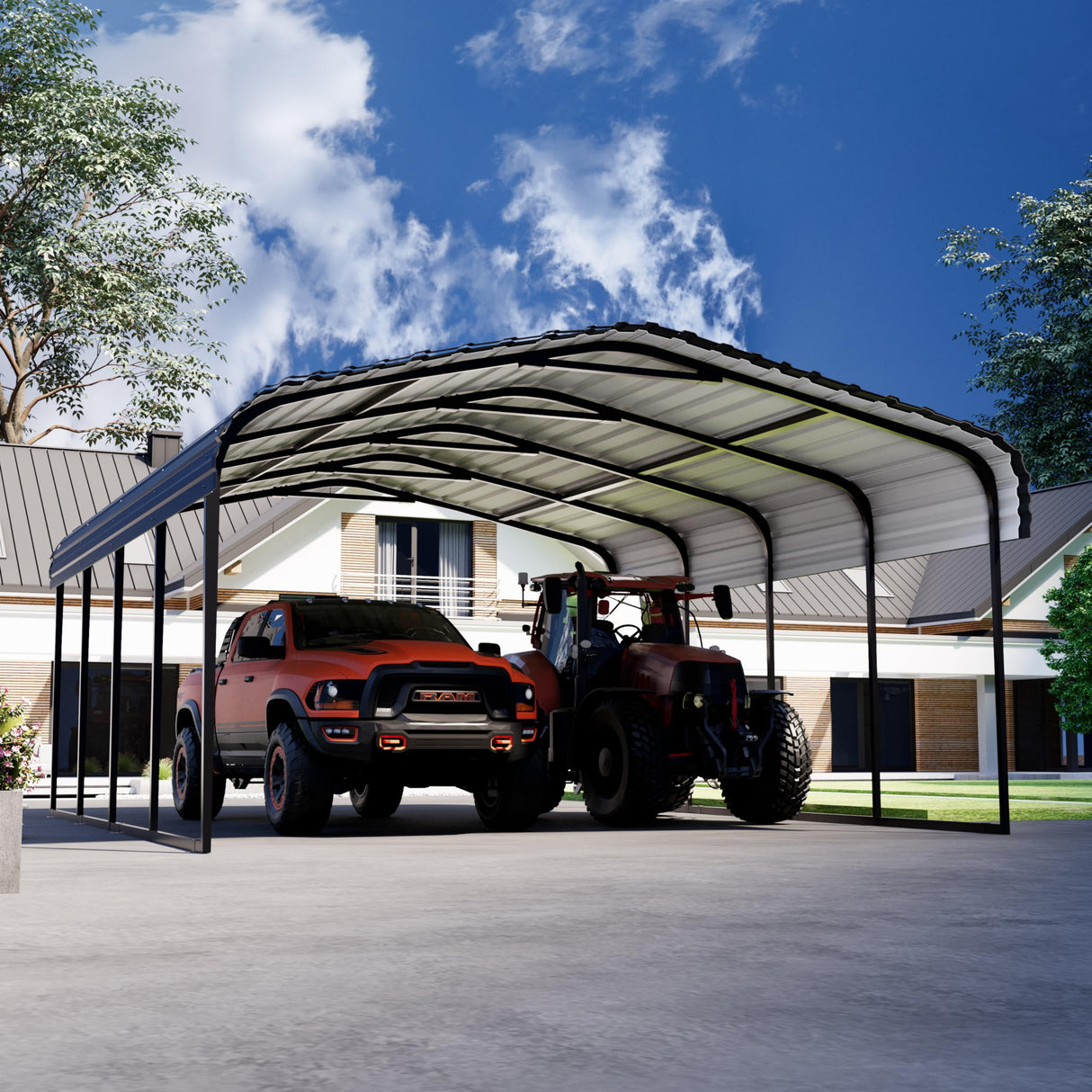 Royal Windsor 20×20 FT Metal Carport Car Port for 2 Car, Multi-Use Heavy Duty Metal Garage Shed for Car, Outdoor Car Port Kit with Galvanized Steel Roof Building and Frame Royal Windsor