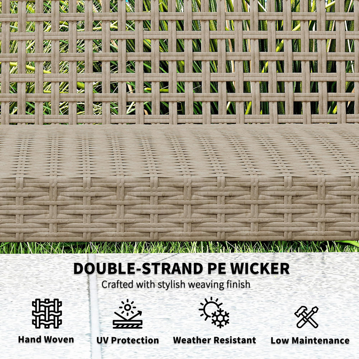 Outsunny Wicker Outdoor Couch, 3-Seat Rattan Outdoor Patio Sofa, 1000 lbs. Capacity, Acacia Wood Patio Furniture Couch with Steel Seat and Armrests for Backyard, Porch, Teak Outsunny