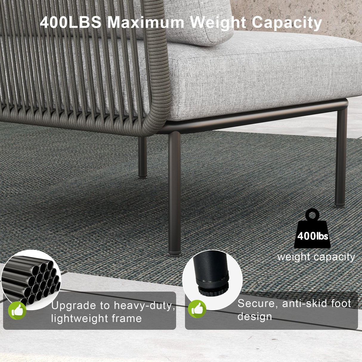 LayinSun 9 Pieces Aluminum Patio Furniture Set, Modern Modular Sectional Sofa with Coffee Table and Upgrade Thickness Cushion LayinSun