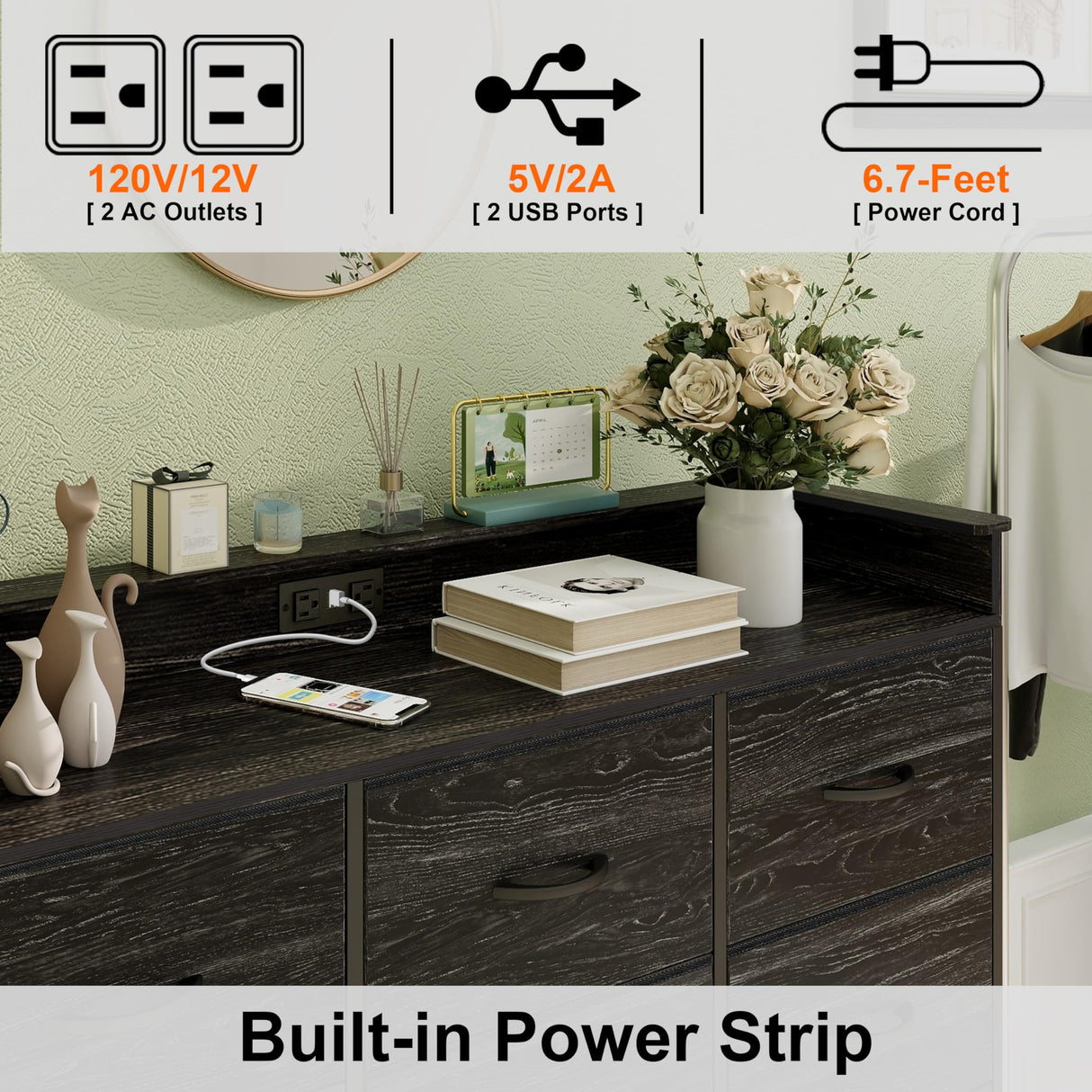 Welfuturer Black Dresser with LED Light 12 Drawers Dresser with Charging Station Dresser for Bedroom with 12 Fabric Drawers for Bedroom Hallway Entryway Closets Sturdy Steel Frame Wood Top Black Welfuturer