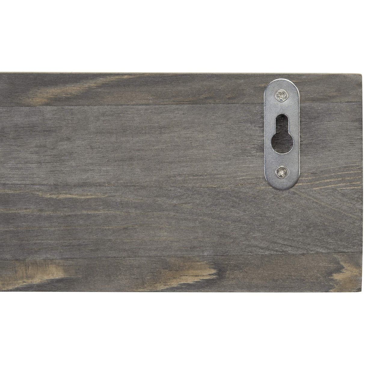 MyGift 10 Inch Floating Wall Shelf with Hooks, Vintage Grey Wood Entryway Storage Shelf with 4 Metal Key Hooks MyGift