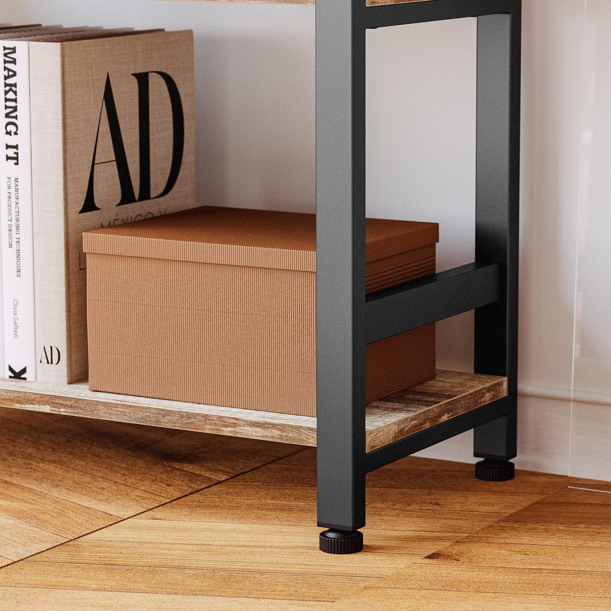 IRONCK 5-Tier Vintage Industrial Ladder Bookshelf - 31.5in Wide, Rustic Brown Design IRONCK