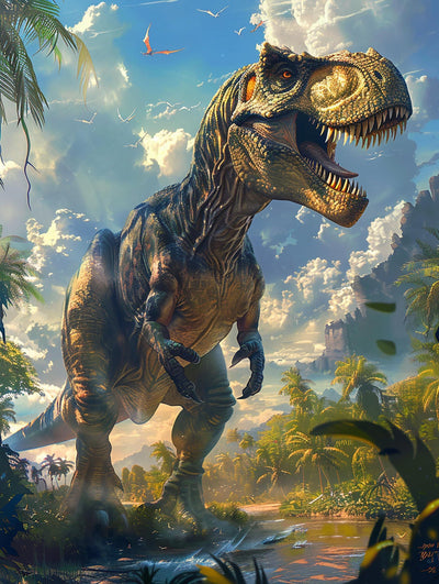 SKRYUIE 5D Dinosaur Diamond Painting Kits - DIY Diamond Art Kits for Adults Forest, Full Round Drill - Crystal Cross Stitch - Adults Craft for Wall & Office Decor - 12x16 Inch