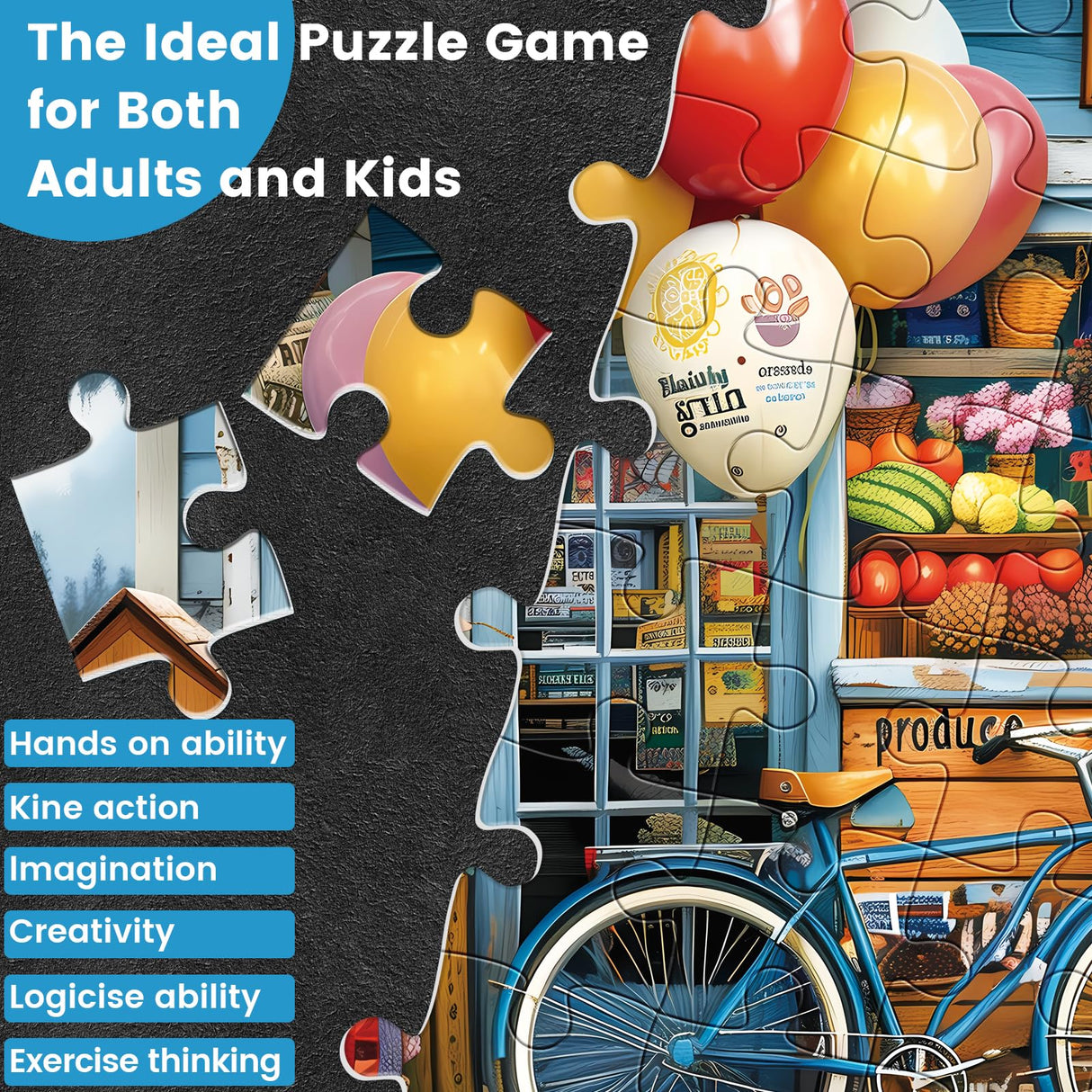 300 Piece Puzzles for Adults Dog Fruit Balloon Puzzle 300 Pieces Jigsaw Puzzles for Adult Kids Elderly Puzzles Game Adult Puzzles Family Challenging Game Home Decor Gift Toy 20.5x15IN WSCXSC